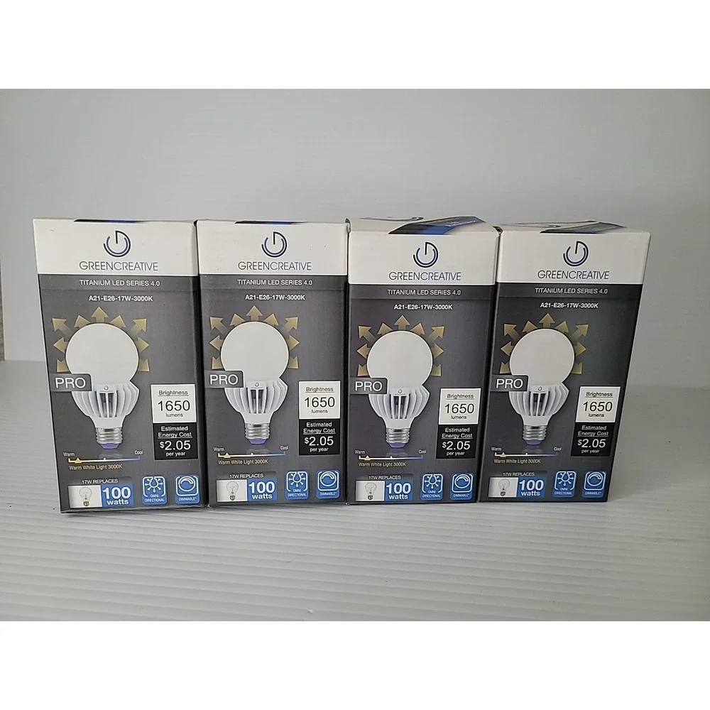 4 pk Green Creative Pro Titanium LED Series 4.0‎ 17W (100 Watt) Warm Light Bulbs